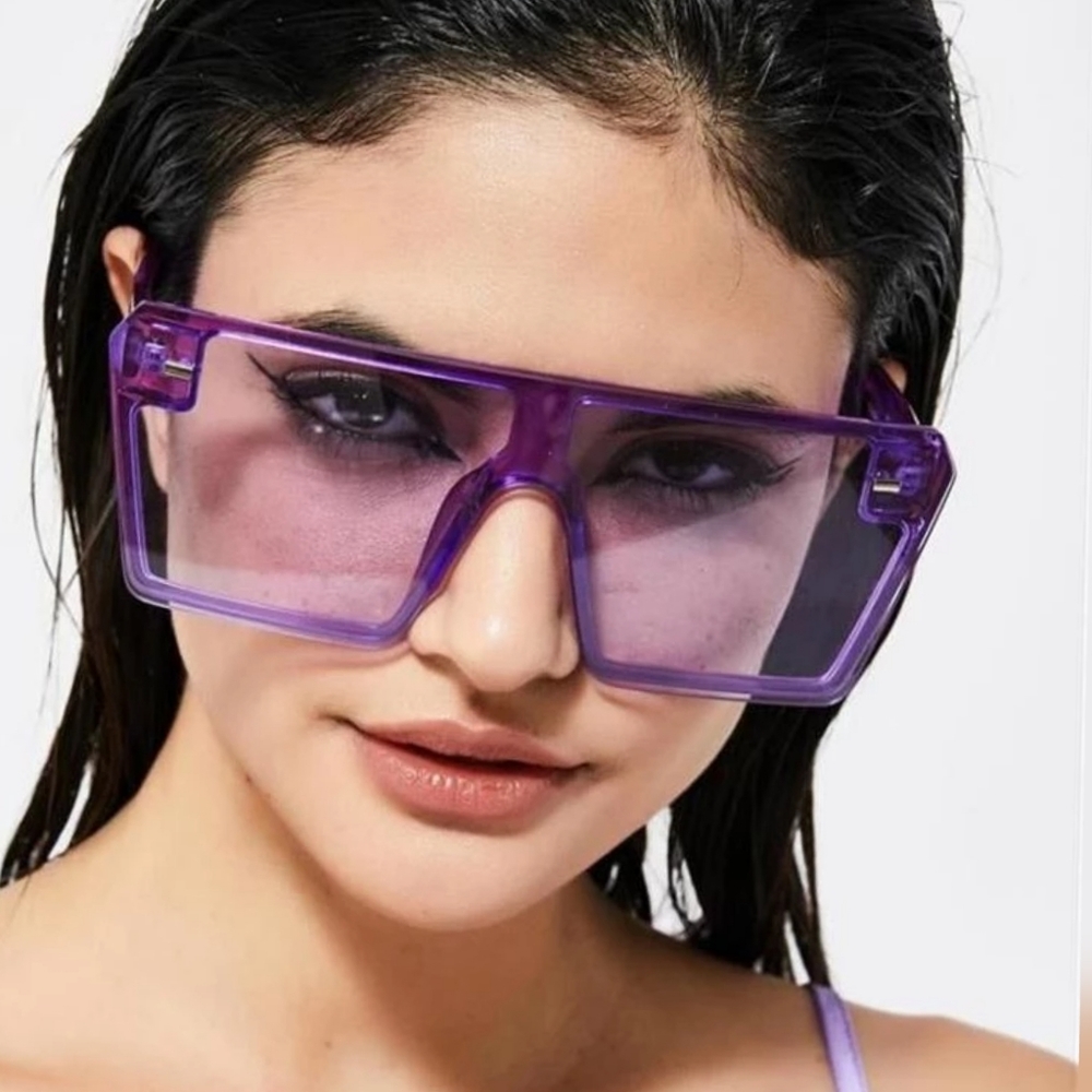 NEW✔Oversized Sunglasses🏵Candy💖Translucent Square Flat Lenses